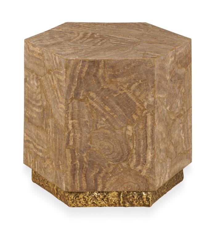 Aidan Hexagon Travertine Accent Table