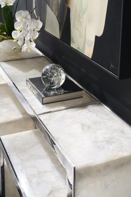 Samantha Glassy Quartz Lamp Table