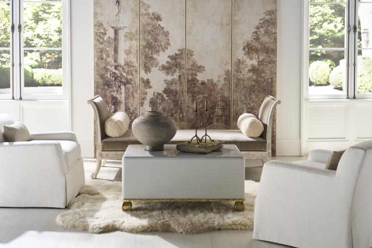 Loire Cocktail Table - French Lacquered Grey W/Gold