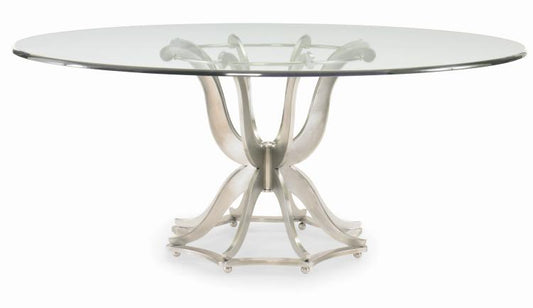 Omni Metal Base Dining Table W/Glass Top