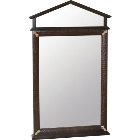 Mirror W/Croc Patterned Leather Inlay