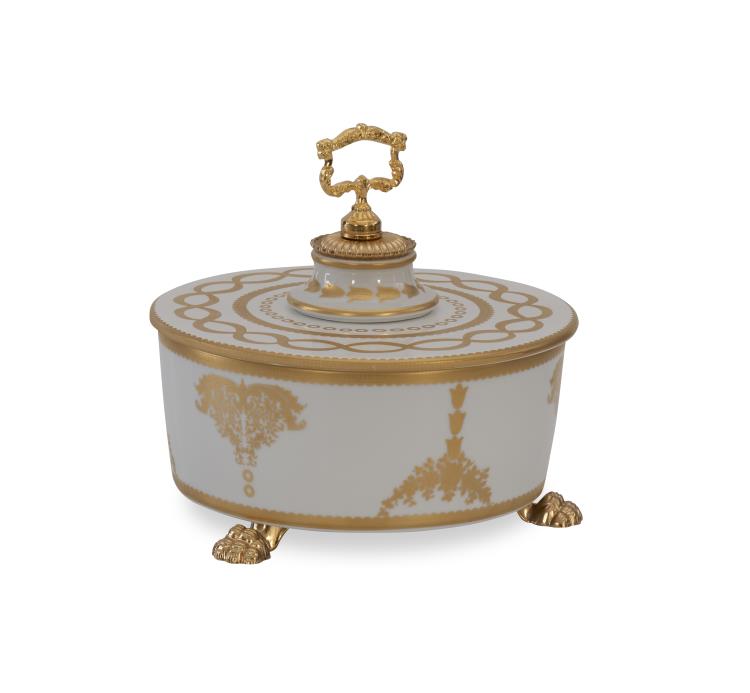 White And Gold Round Box