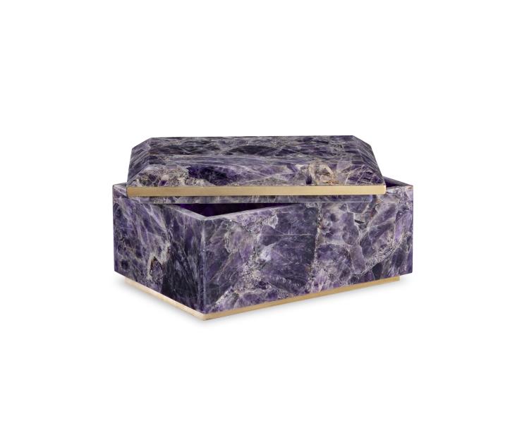 Large Amethyst Box With Brass