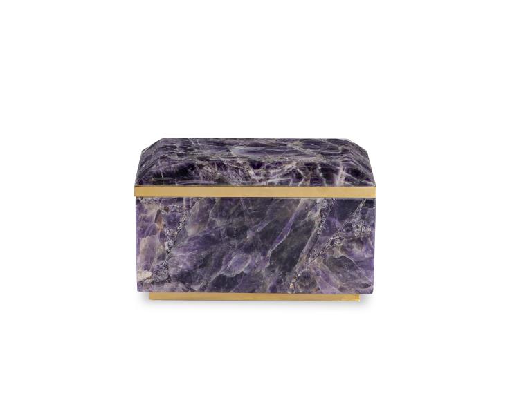 Small Brass And Amethyst Box