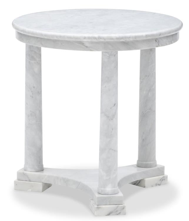 Neoclassic White Marble Side Table