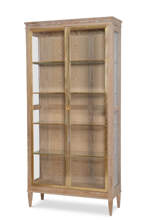 Maison '47 Brass Front Curio - Blonde Cerused