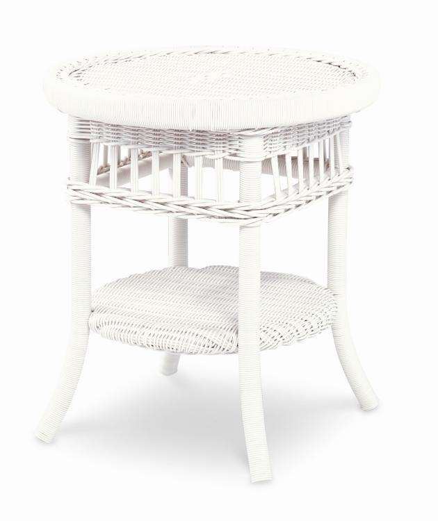 Mainland Wicker Side Table W/ Tempered Glass