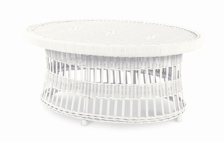 Mainland Wicker Oval Cocktail Table W/ Tempered Glass