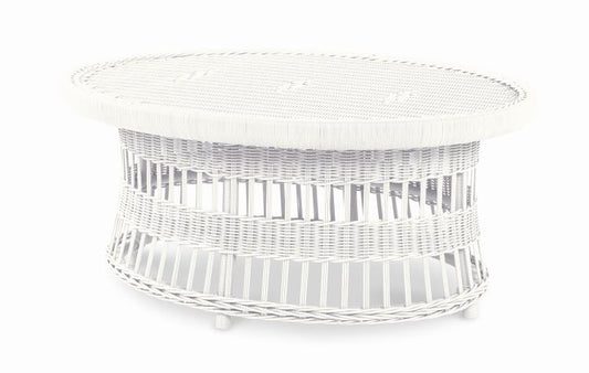 Mainland Wicker Oval Cocktail Table W/ Tempered Glass