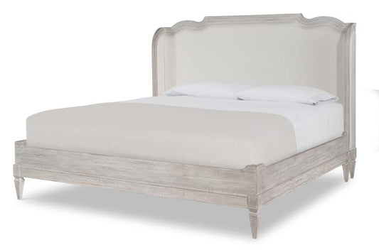 Nichole Upholstered Bed King 6/6 - White Rustic