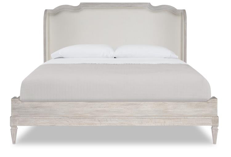 Nichole Upholstered Bed King 6/6 - White Rustic