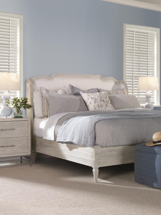 Nichole Upholstered Bed King 6/6 - White Rustic