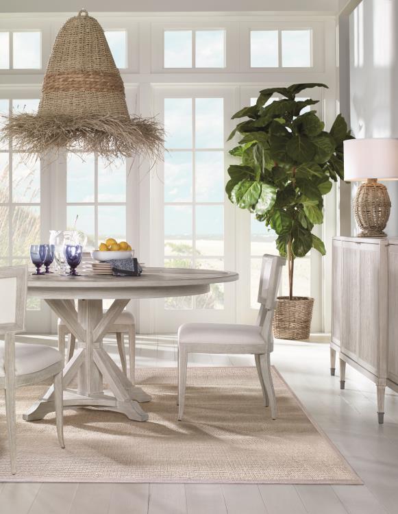Collin 64" Round Dining Table - White Rustic