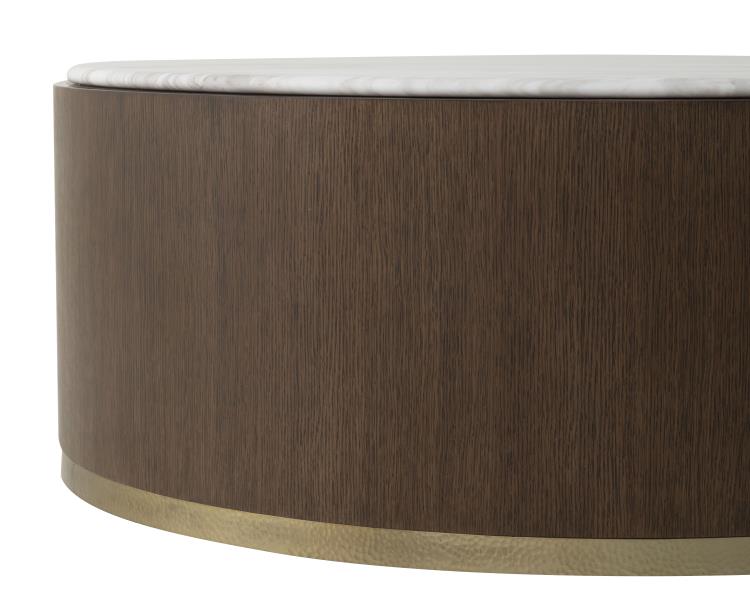 Carino Round Cocktail Table W/Marble Top - Cocoa