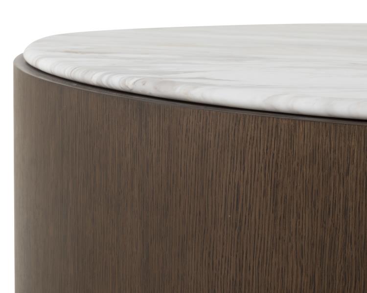 Carino Round Cocktail Table W/Marble Top - Cocoa