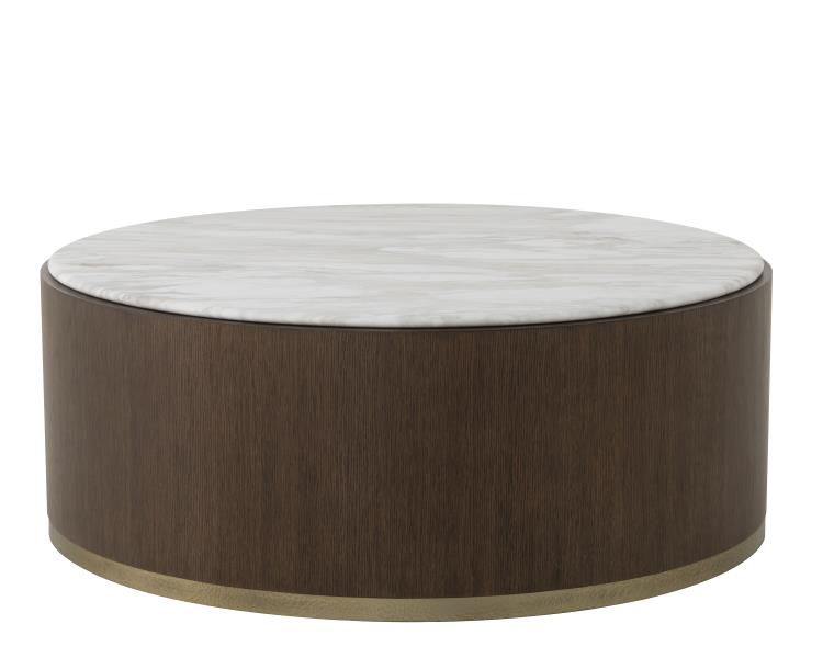 Carino Round Cocktail Table W/Marble Top - Cocoa