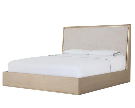 Carino Upholstered Panel Bed King 6/6 - Sand Cerused