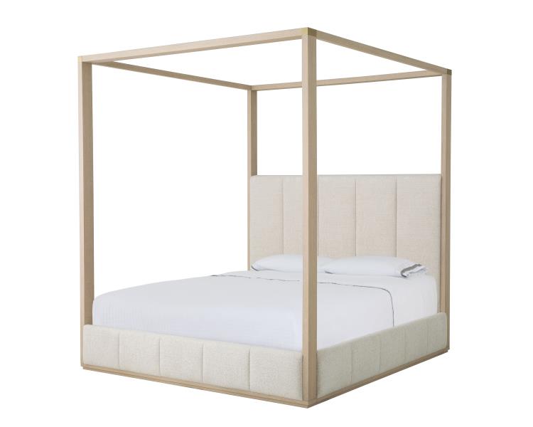 Carino Upholstered Canopy Bed King 6/6 - Sand Cerused