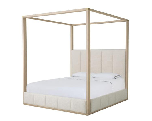 Carino Upholstered Canopy Bed King 6/6 - Sand Cerused