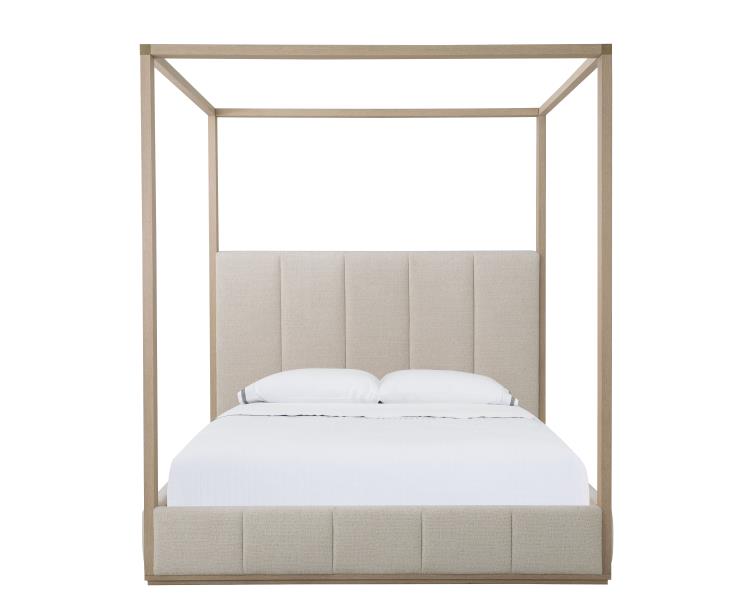 Carino Upholstered Canopy Bed King 6/6 - Sand Cerused