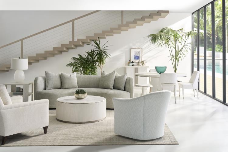Carino Round Cocktail Table W/Marble Top - Frost