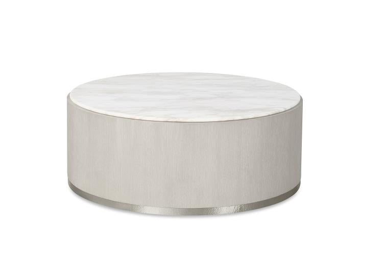 Carino Round Cocktail Table W/Marble Top - Frost