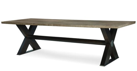 Casa Bella 'X' Base Dining Table - Timber Grey/Charbrown