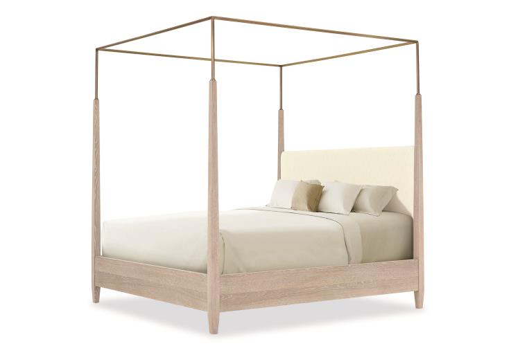 Cadence Metal Canopy Poster Bed - King 6/6 - Sand Cerused