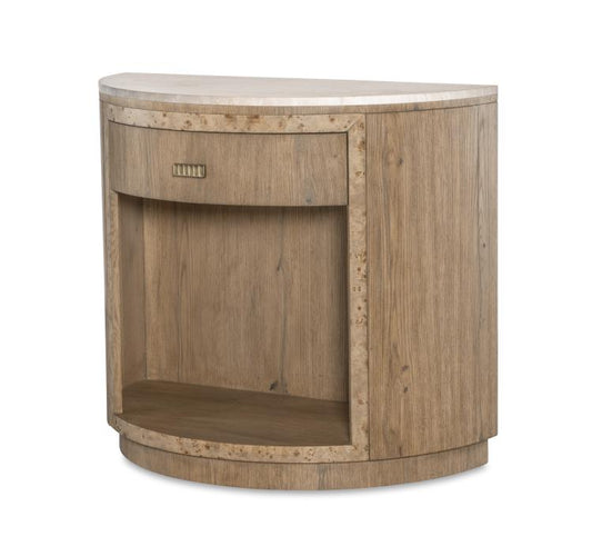 Monterey Demilune Nightstand W/Travertine - Hawthorne Light