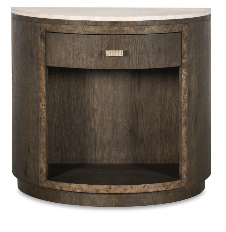 Monterey Demilune Nightstand W/Travertine - Hawthorne Dark