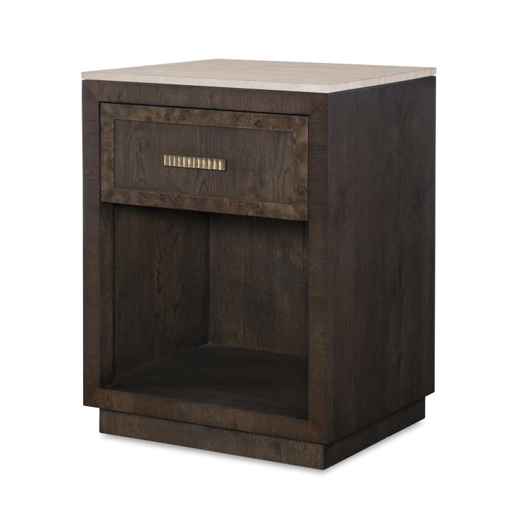 Monterey Single Drawer Nightstand W/Travertine - Hawthorne Dark