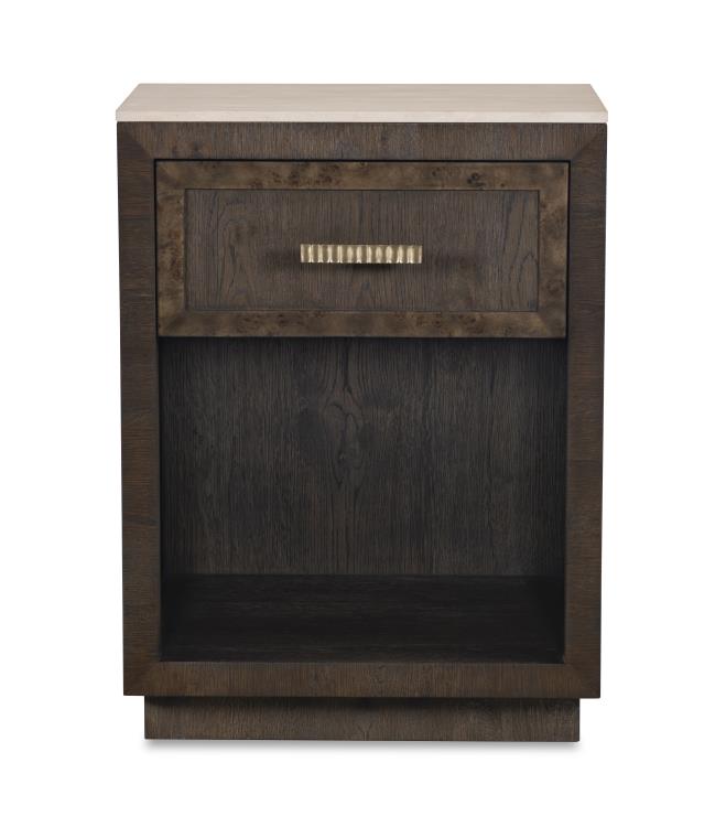 Monterey Single Drawer Nightstand W/Travertine - Hawthorne Dark