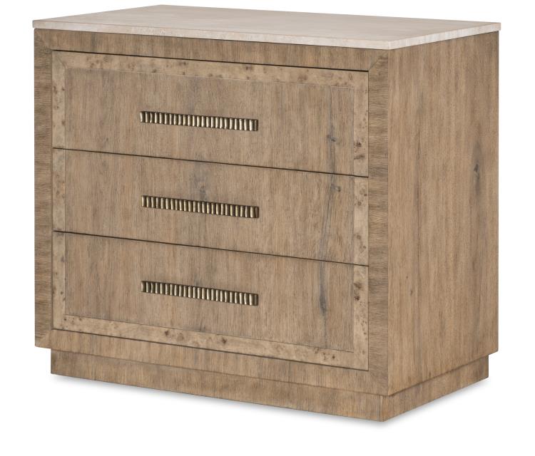 Monterey Three Drawer Nightstand W/Travertine - Hawthorne Light