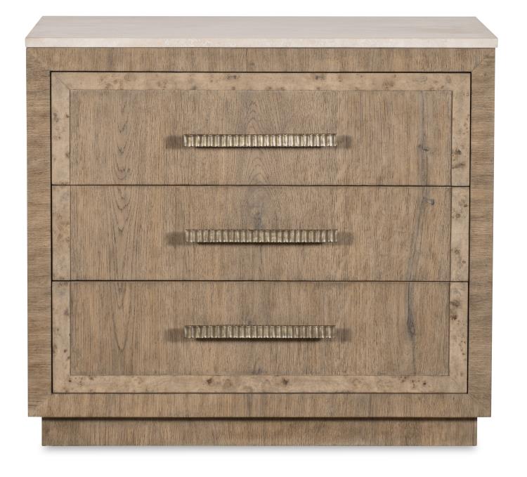 Monterey Three Drawer Nightstand W/Travertine - Hawthorne Light