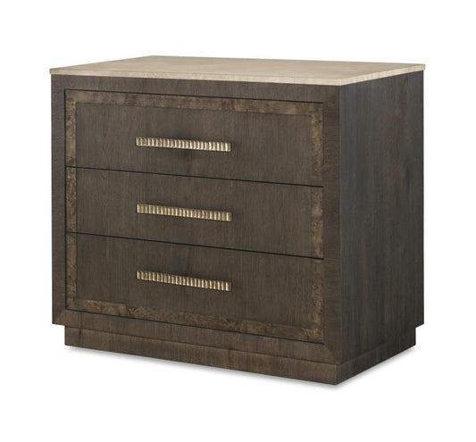 Monterey Three Drawer Nightstand W/Travertine - Hawthorne Dark