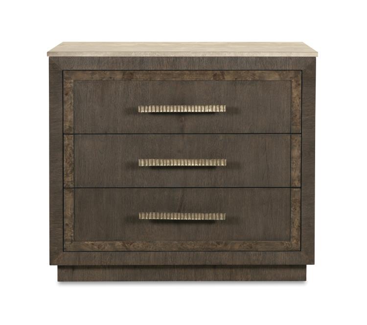Monterey Three Drawer Nightstand W/Travertine - Hawthorne Dark
