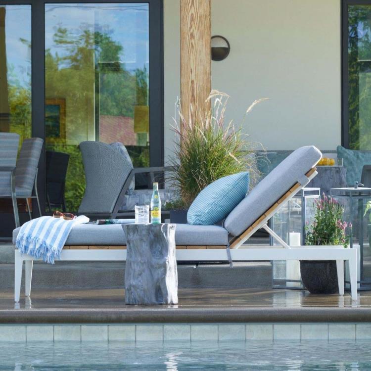 Ronan Poolside Aluminum/Teak Chaise