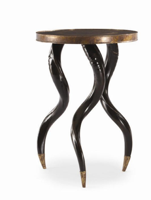 Faux Horn Ebony Chairside Table