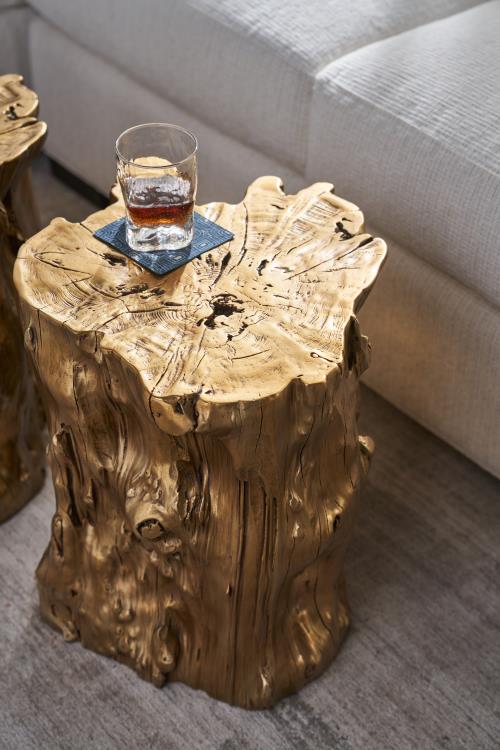 Yew Small Brass Side Table