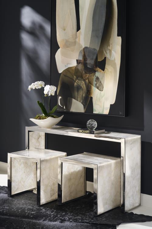 Samantha Glassy Quartz Lamp Table