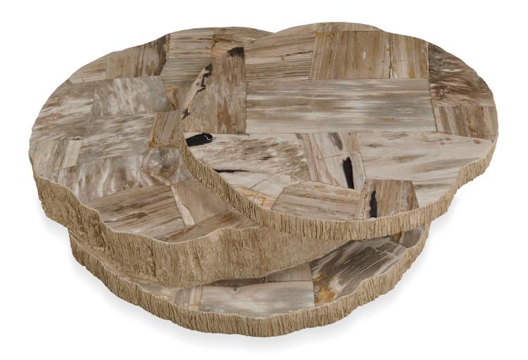 Val Verde Petrified Wood Stacked Cocktail Table - Light