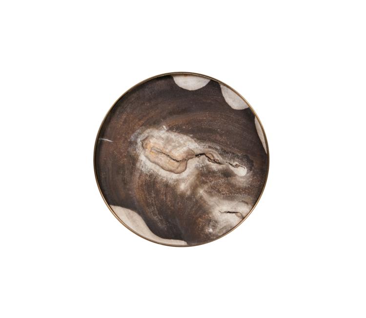 Acme Petrified Wood Drinks Table - Dark/Light