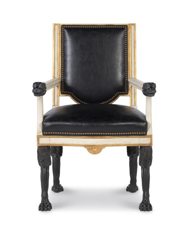 Robert Arm Chair - Black Leather (Stocked)