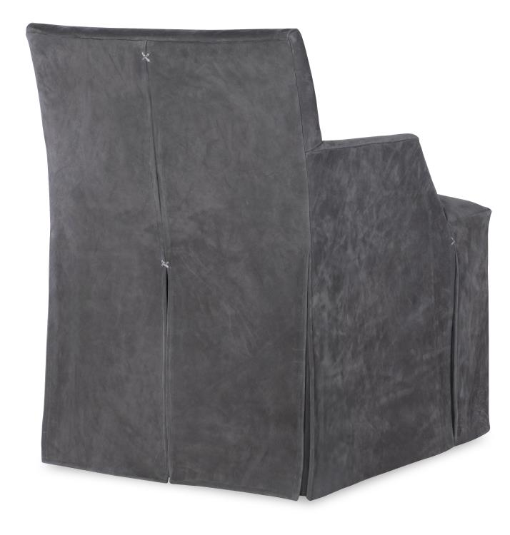 Stefano Skirted Chair - Charcoal Suede (Stocked)