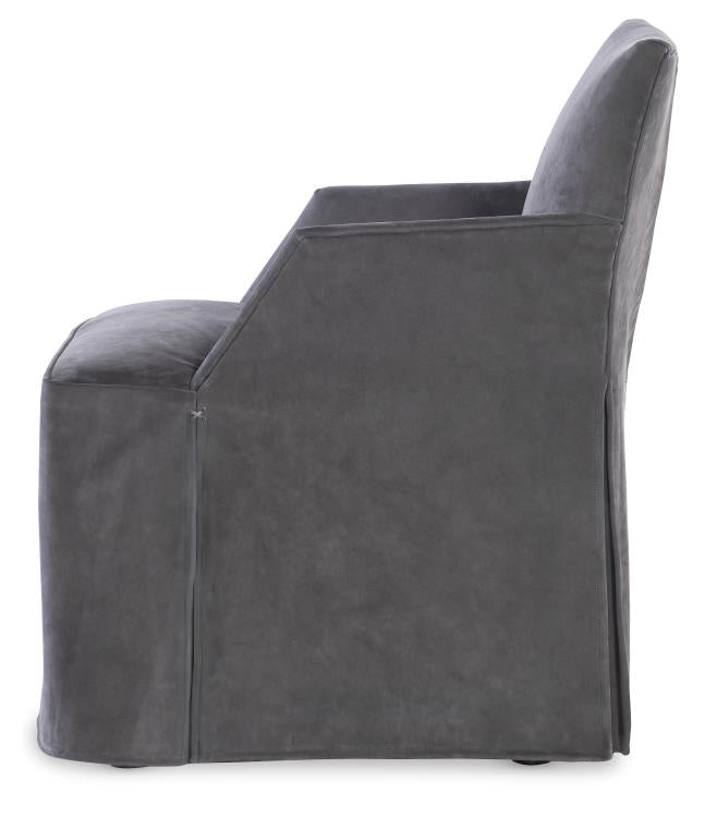 Stefano Skirted Chair - Charcoal Suede (Stocked)