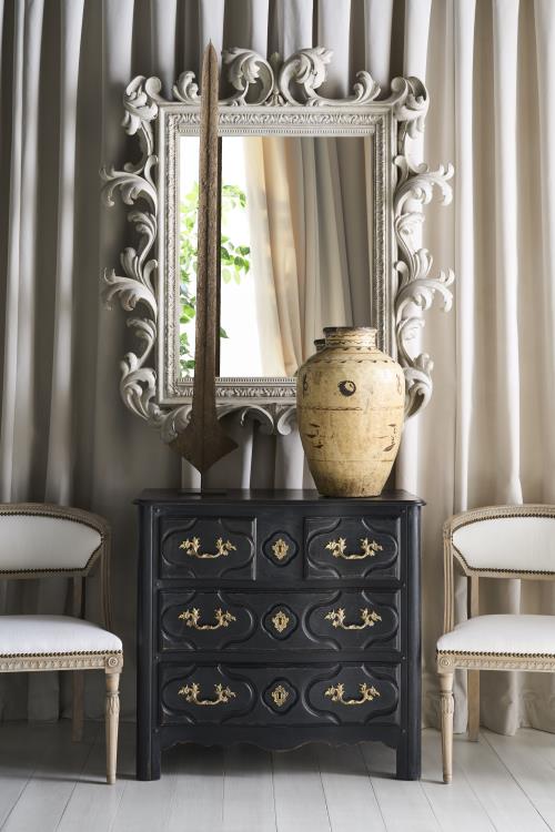 Italian Rococo Mirror - French Painted Blanc