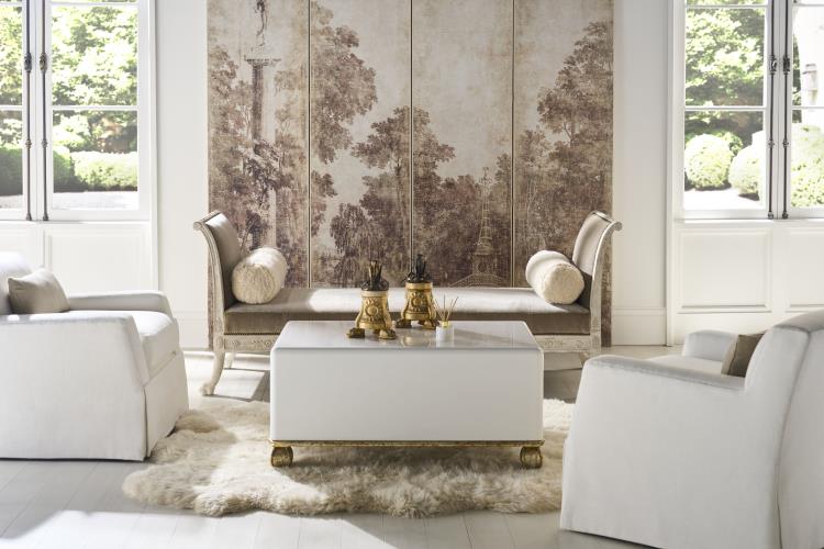 Loire Cocktail Table - French Lacquered White W/Gold