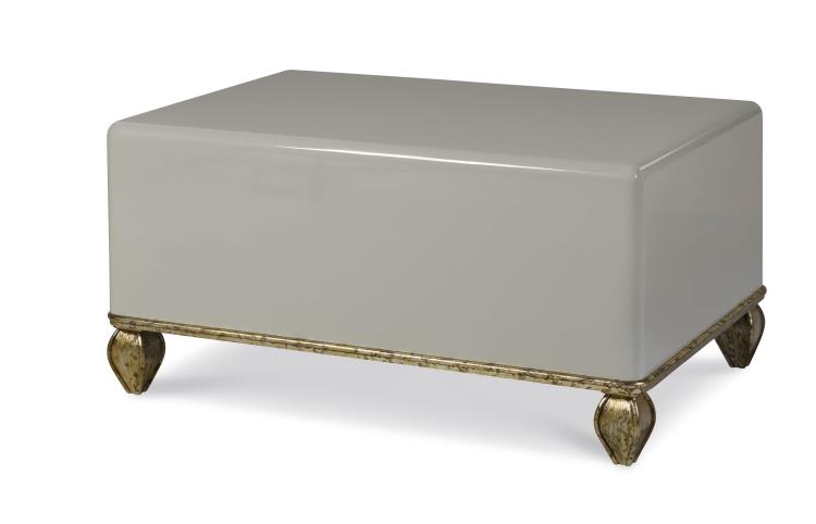 Loire Cocktail Table - French Lacquered Grey W/Gold