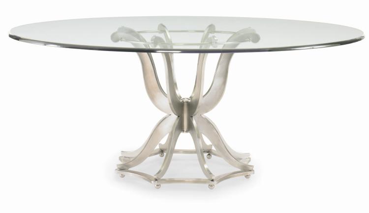 Omni Metal Base Dining Table With Glass Top