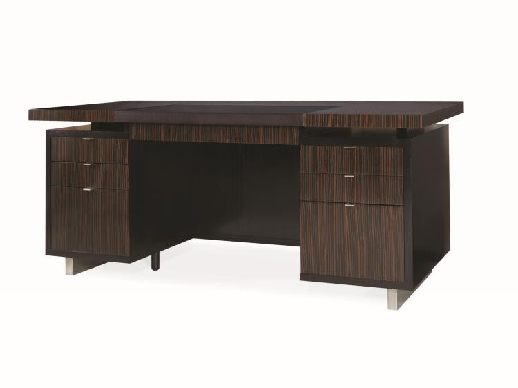 Seven Drawer Desk With Black Leather Top
